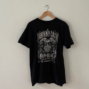 Johnny Cash T-shirt Man In Black Graphic Crew Short Sleeve Tee